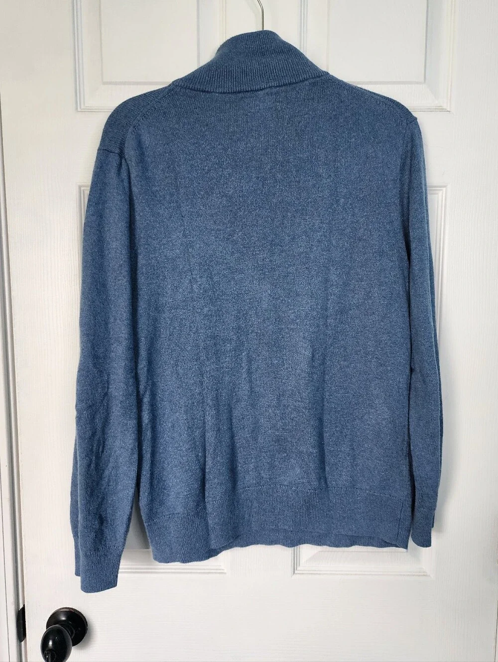 J. Crew Men's Blue Cotton Quarter-Zip Sweater Large